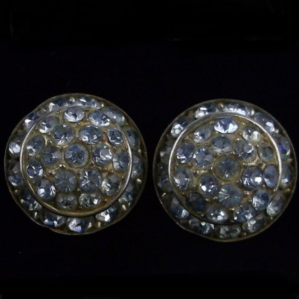Stunning Vintage 1930s Art Deco Rhinestone Earrings‎